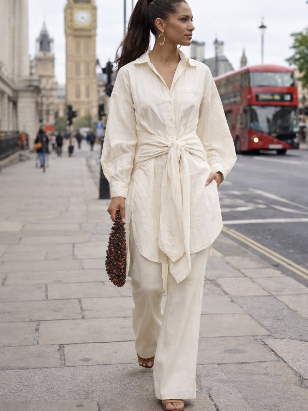 JOHANNA ORTIZ Belted crinkled cotton-blend tunic
